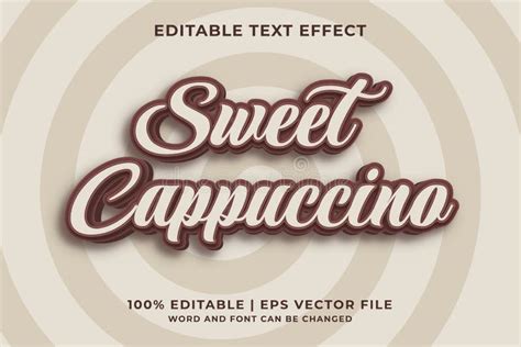 Efeito De Texto Edit Vel Doce Cappucccino D Modelo Vetor Premium