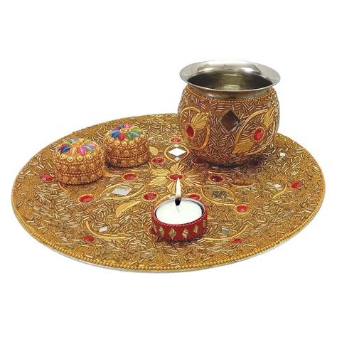 Buy Santarms Puja Thali Set Pooja Thali Items Decorative Thali Set