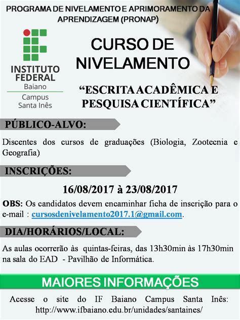 Campus Santa Inês Curso de Nivelamento para os estudantes de