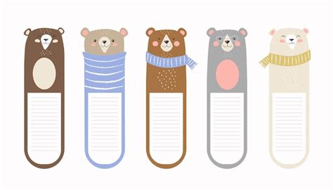 Premium Vector | Kawaii bookmarks with animals set