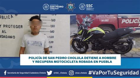 Policía de San Pedro Cholula detiene a hombre y recupera motocicleta