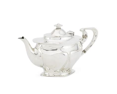 An Edwardian Art Nouveau Silver Teapot By Elkington And Co Birmingham