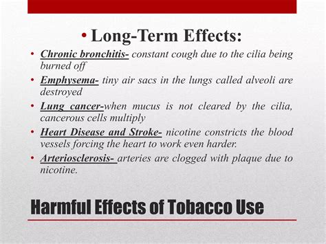 Health Risks Of Tobacco Lesson Textbook Ppt