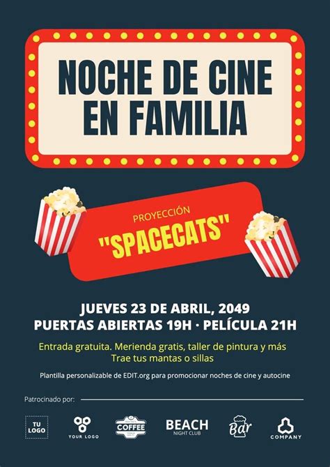 Carteles Para Promocionar Noches De Cine Editables