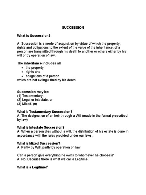 Basic Rules On Succession Pdf Intestacy Inheritance