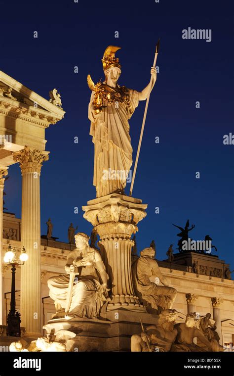 The Statue Of Athena In Front Of The Parliament Buildings Hi Res Stock