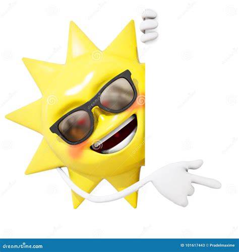 3d Sun Character Pointing The Finger At Something Royalty Free Stock