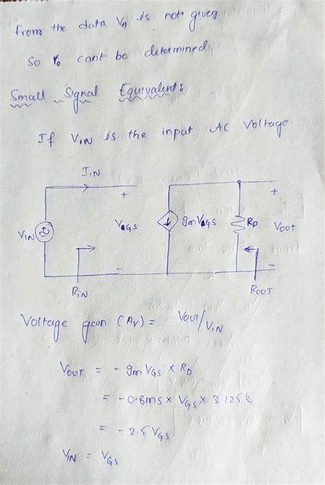 Solved The PMOS Common Source Amplifier Below Has Power Supply