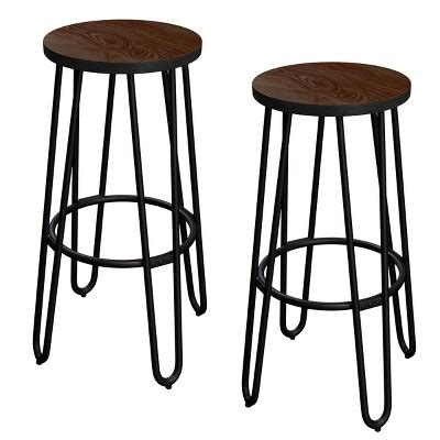 24 Inch Bar Stools Backless Barstools With Hairpin Legs Wood Seat