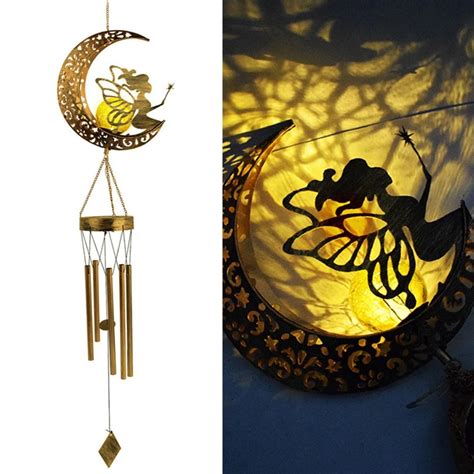 Led Solar Wind Chime Crystal Sun Moon Star Fairy Wind Chime Light