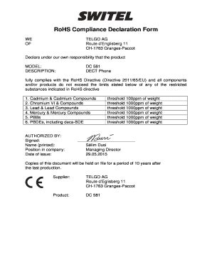 Rohs Compliance Template Pdf Fill And Sign Printable Template Online