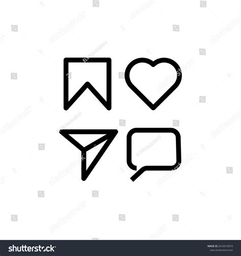 Collection Icon Comment Like Share Save Stock Vector Royalty Free