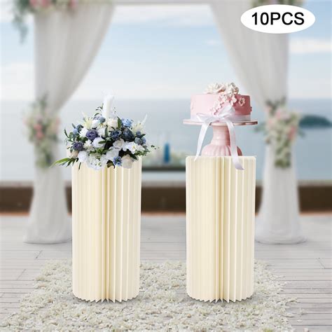 Miumaeov Foldable Cardboard Centerpiece Display Cylinder Flowers Stand