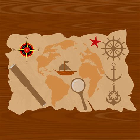 Ship Map Compass 15520706 Vector Art At Vecteezy