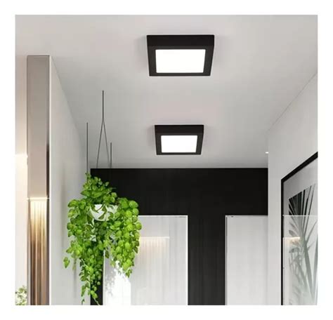 Panel Plafon Led 18w Cuadrado Negro Aplicar 4500k Macroled Color Negro