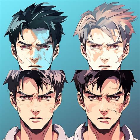 Premium AI Image | Manga illustration of a male face with different ...