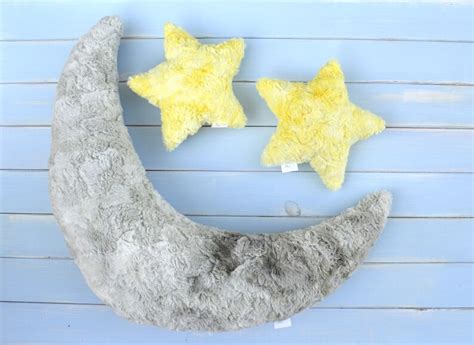 Large Gray Moon Pillow Moon Pillow Moon Shaped Pillow - Etsy