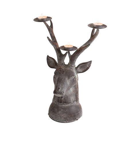 Antiqued Metal Stag Candle Holder | Scottish Antique & Arts Centre