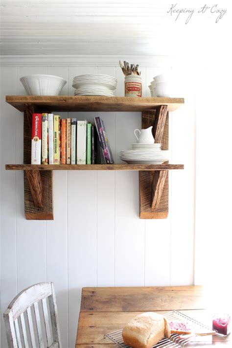 Keeping It Cozy: Reclaimed Wood Kitchen Shelves