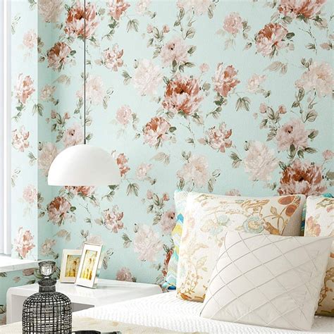 Pvc Bedrooms And Halls Matte Floral Wall Covering For Interior Decor