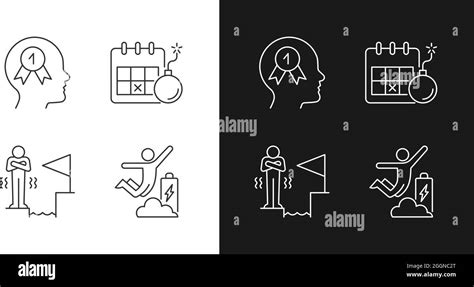 Motivation To Win Linear Icons Set For Dark And Light Mode Stock Vector