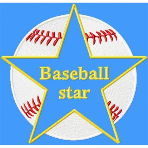 Baseball Star Machine Embroidery Design For Instant Download