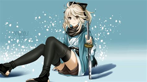 Wallpaper Illustration Anime Cartoon Katana Thigh Highs Sword