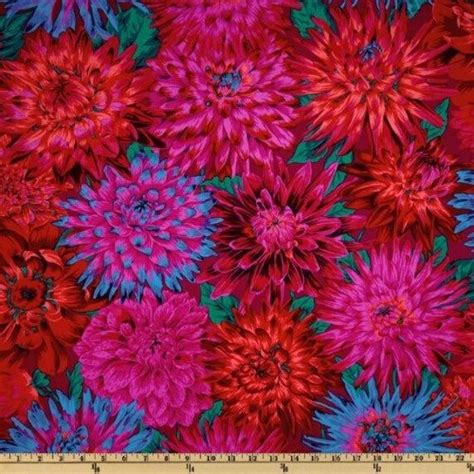 Kaffe Fassett Fabric Phillip Jacobs Stash Cactus Dahlia PJ54 Red Pink