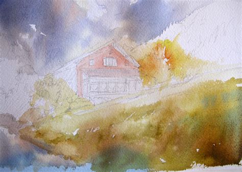 Roland Lee Travel Sketchbook Watercolor Painting Of Swiss Chalet