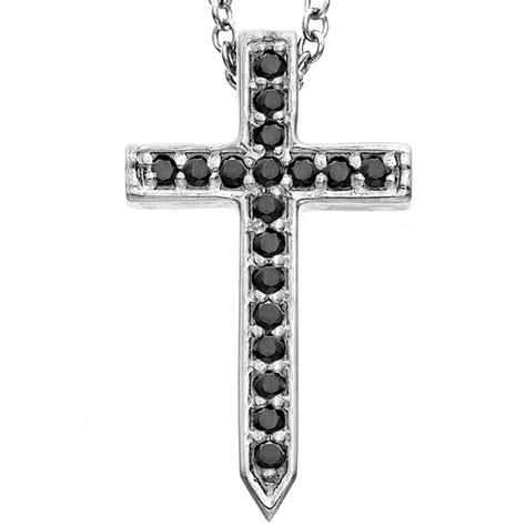 Black Diamond Cross Necklace Christian Jewelry Diamond Cross Etsy