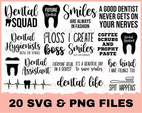 Dental Bundle Designs Svg Cut File Dentist Quotes Dentist Etsy