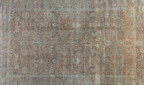 Fine Antique Persian Kirman Brown Blue Handmade Wool Carpet Index