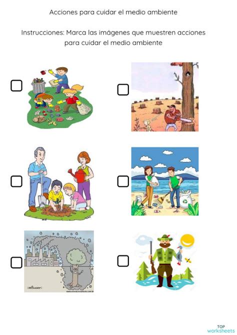 Acciones Para Cuidar El Medio Ambiente Ficha Interactiva Topworksheets