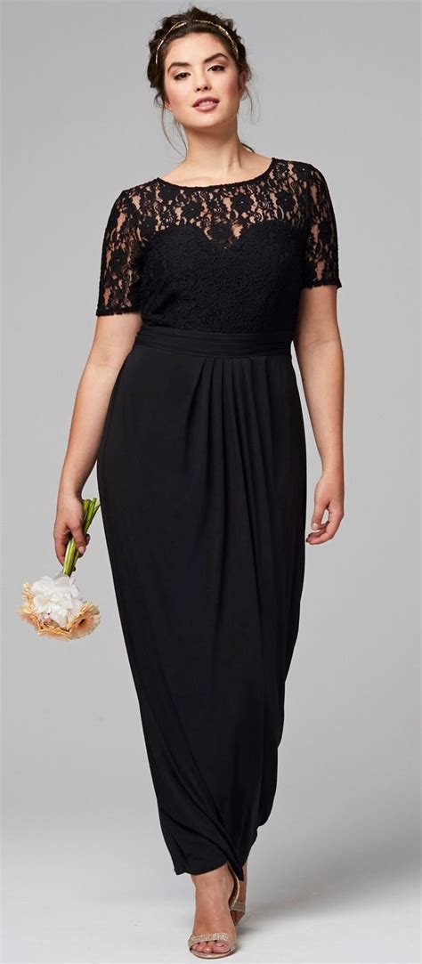 Ity Spitzen Maxikleid Cocktailkleider Plus Size Black Dresses Plus