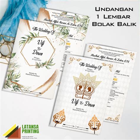 Jual Undangan Pernikahan 1 Lembar Bolak Balik Shopee Indonesia