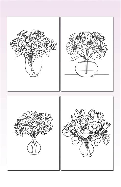 Flower Bouquet Coloring Book Pt 2 Etsy