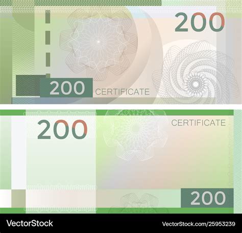 Voucher Template Banknote With Guilloche Vector Image