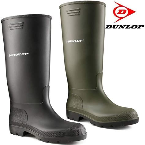 Mens Ladies Dunlop Calf High Wellingtons Wellies Ankle Rain Mucker