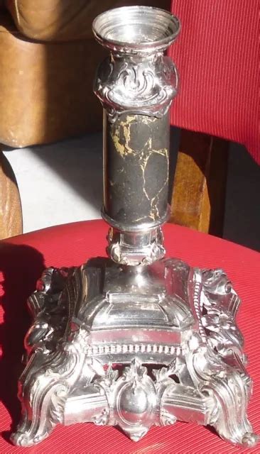 Ancien Pied De Lampe Petrole Xix Marbre Regule Chrome No Bronze Oil