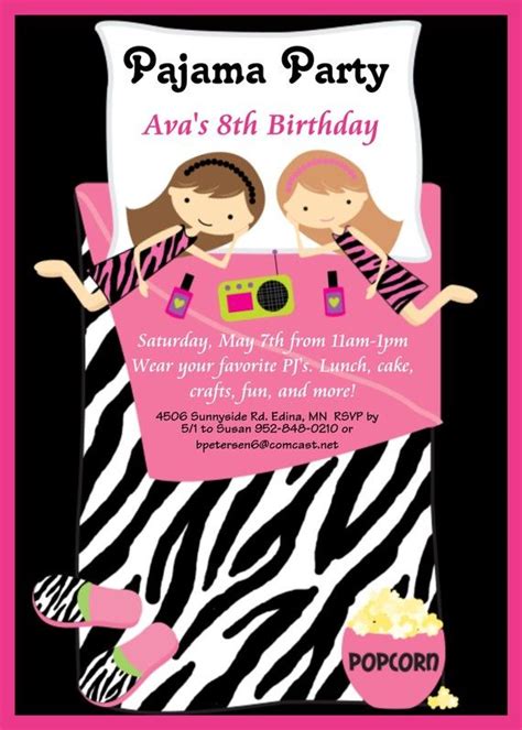 Pajama Party Birthday Invitation Pajama Birthday Party Ideas