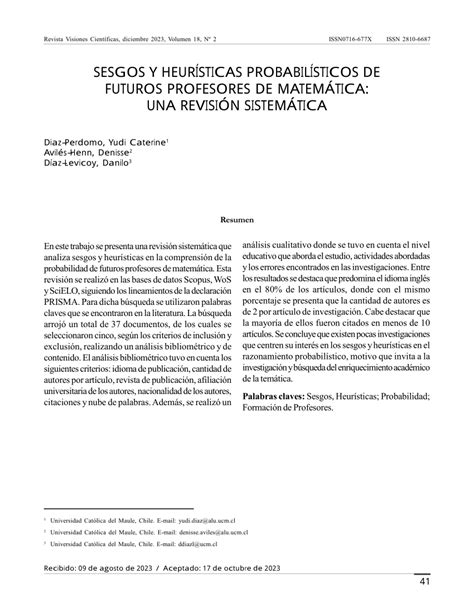 Pdf Sesgos Y Heur Sticas Probabil Sticos De Futuros Profesores De