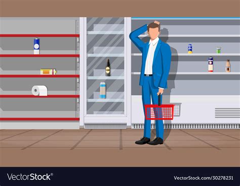 Interior Supermarket With Empty Shelves Royalty Free Vector