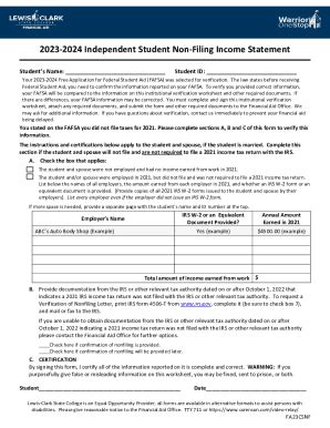 Fillable Online Office Of Financial Aid Parent Non Filer Form