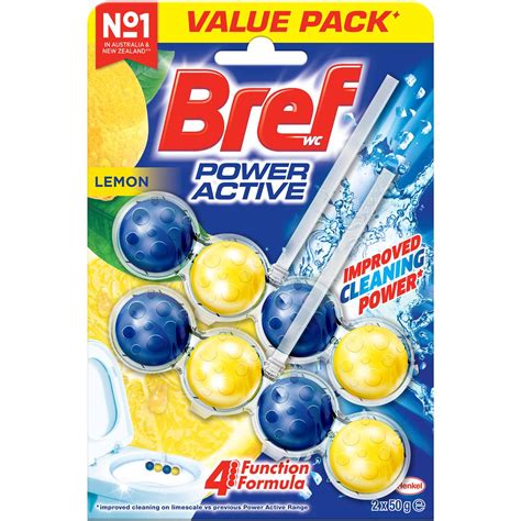 Bref Power Active Toilet Cleaner Block Lemon 2 Pack Woolworths