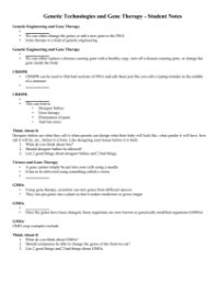 Genetic Technologies And Gene Therapy Introduction Student