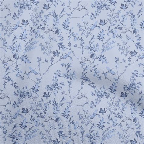 Oneoone Viscose Chiffon Dusty Blue Fabric Tropical Dress Material