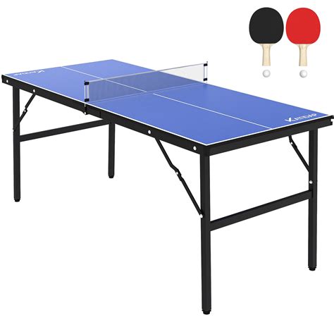 HOMEFAN Mid-Size Table Tennis Game Set, Indoor/Outdoor Portable Table ...