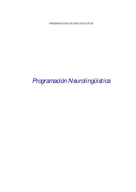 Pdf Programaci N Neuroling Istica Coordinaci N Ecp Pdf