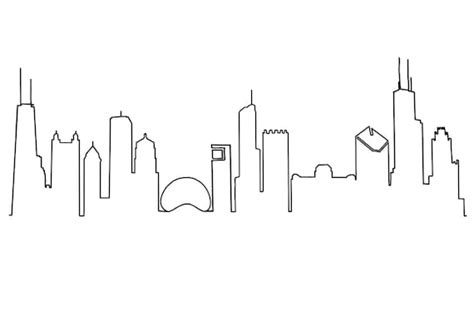 Chicago Skyline Line Drawing Simple Skyscraper Panoramic - Etsy