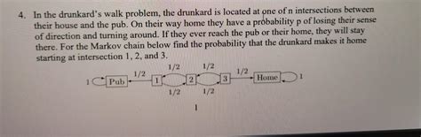 Solved 4. In the drunkard's walk problem, the drunkard is | Chegg.com